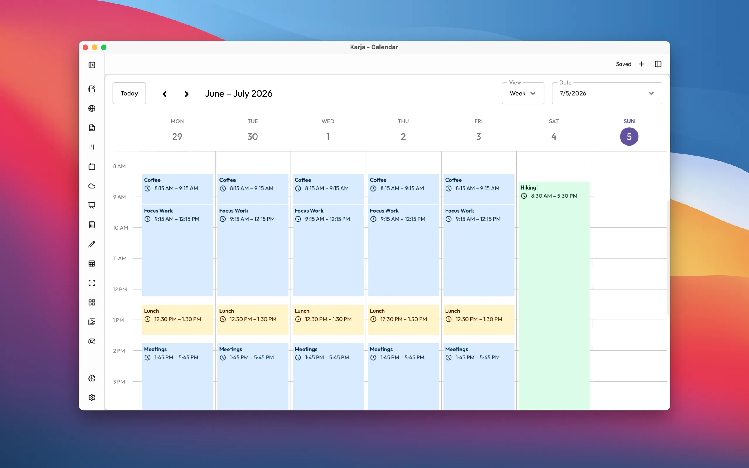 Calendar - light theme