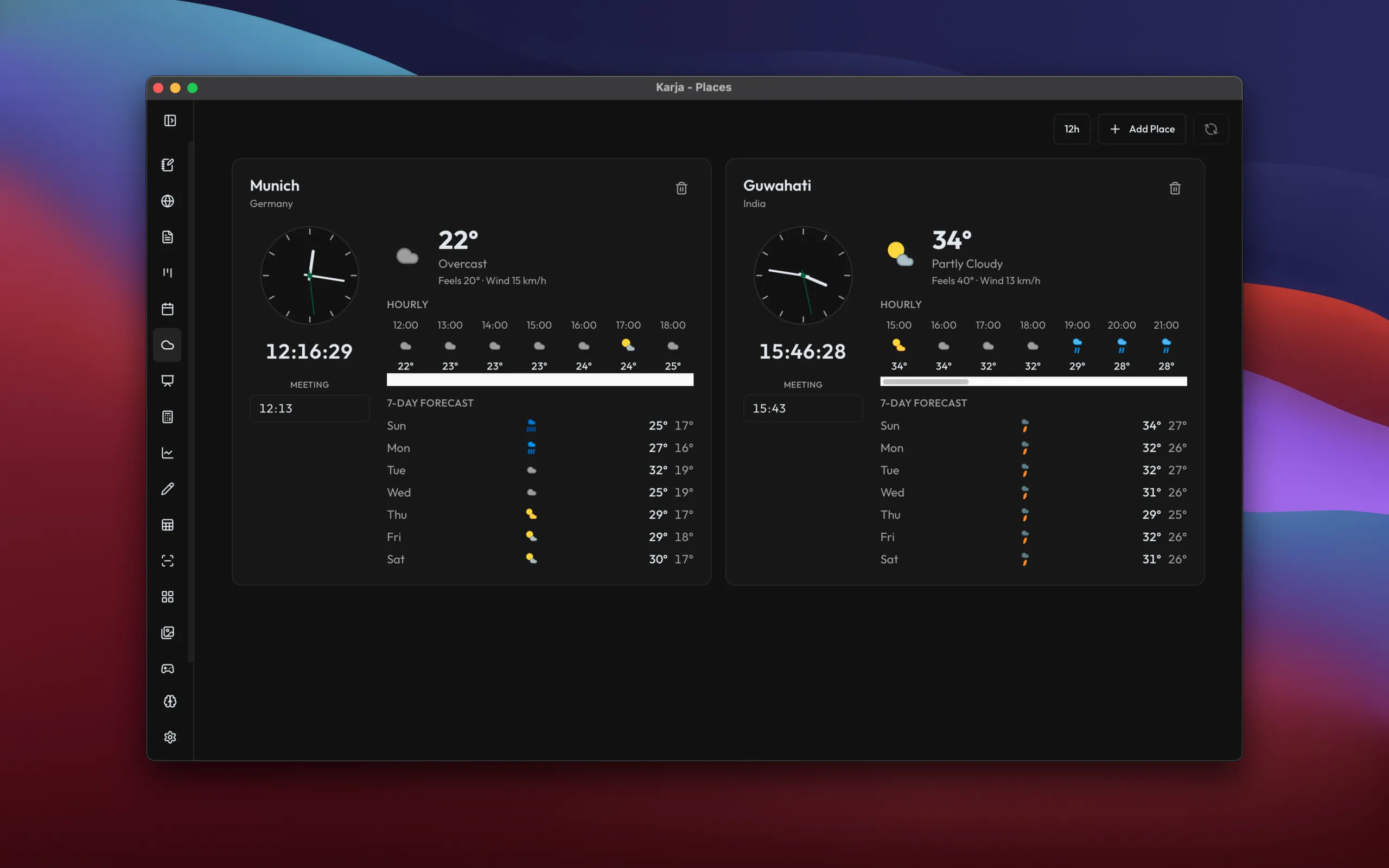 Places - dark theme