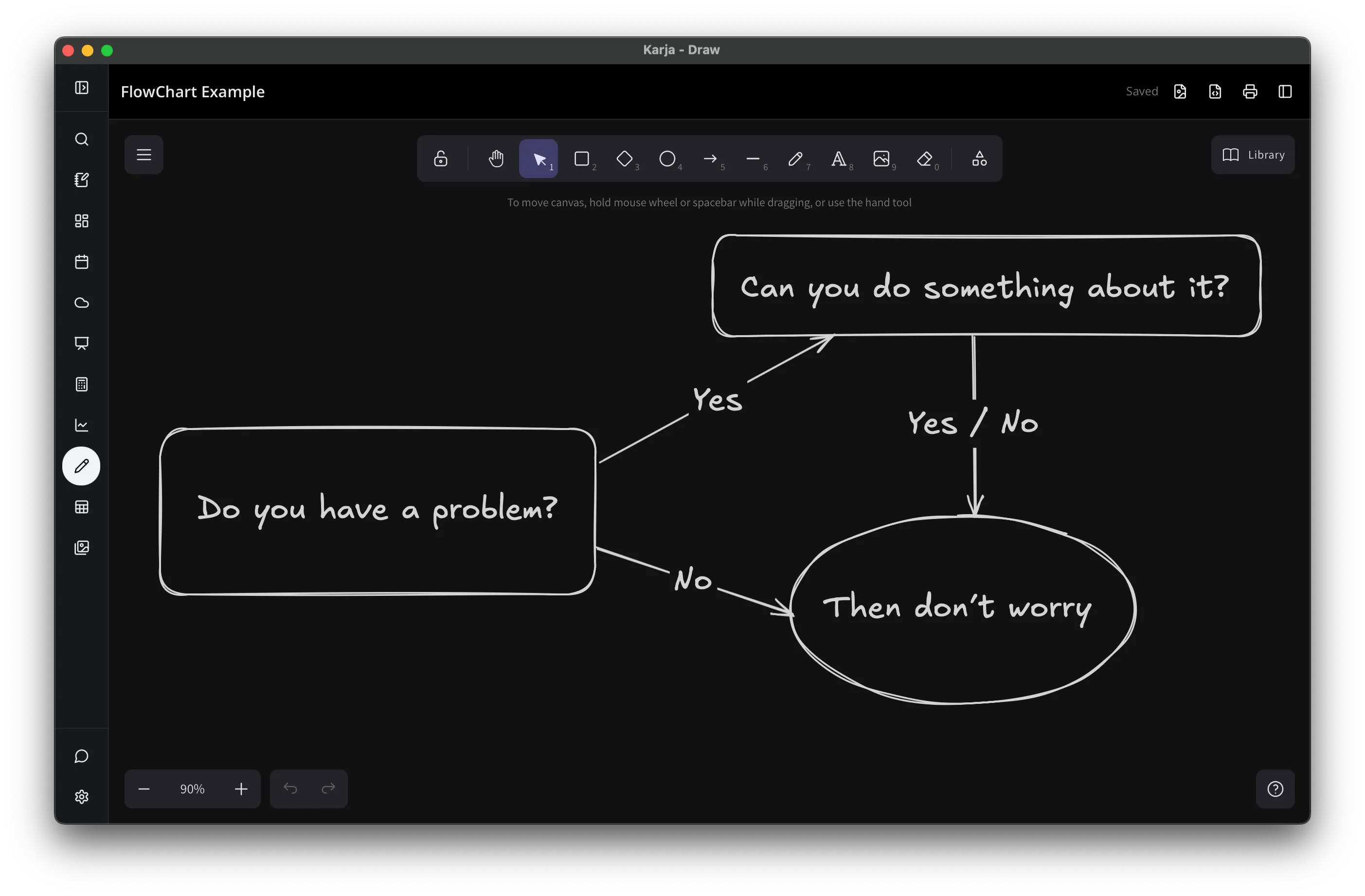Draw — dark theme