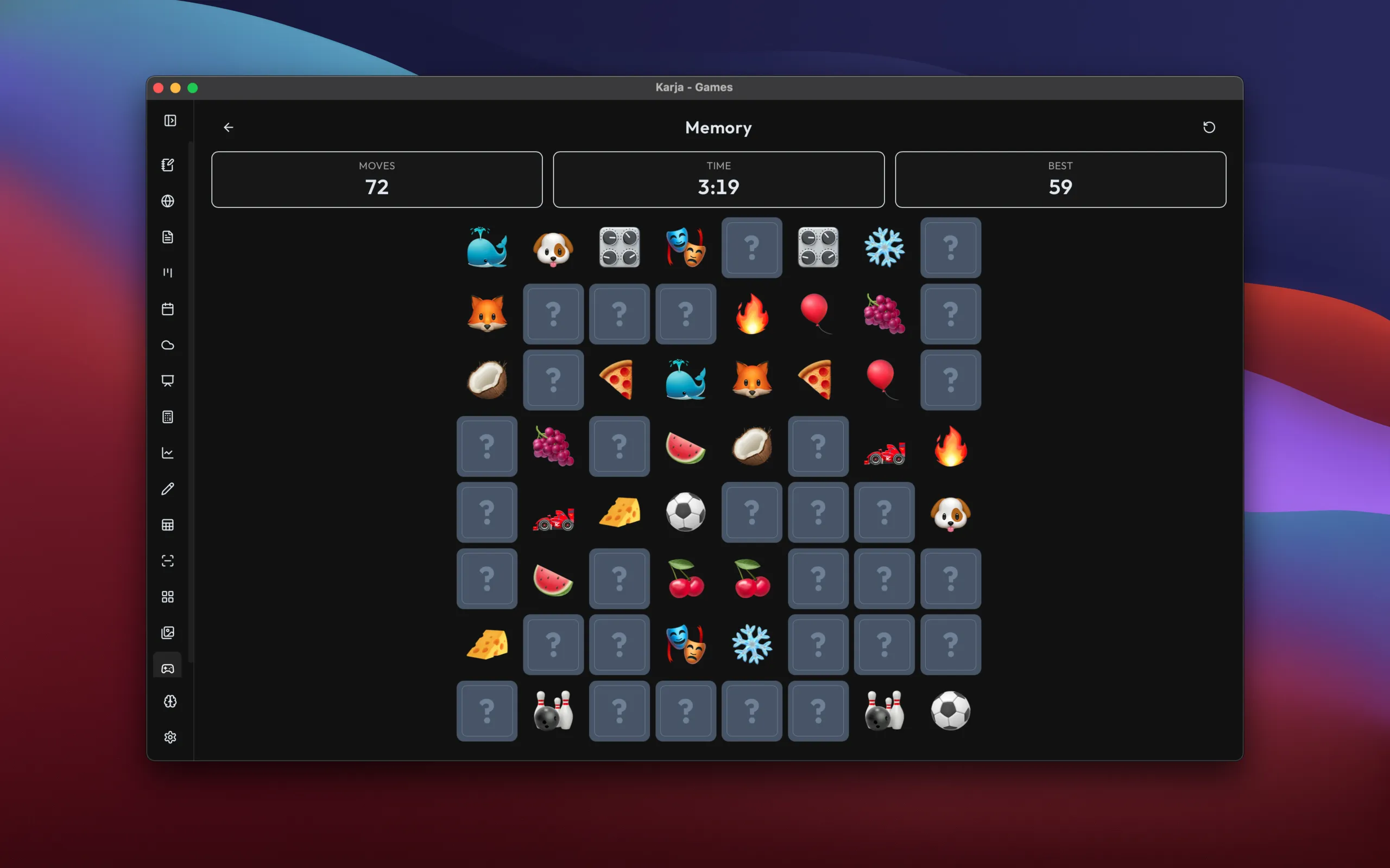 Games - dark theme