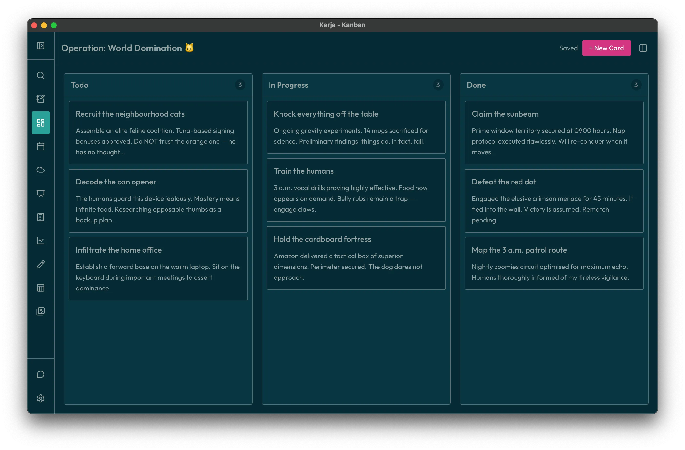Kanban — dark theme