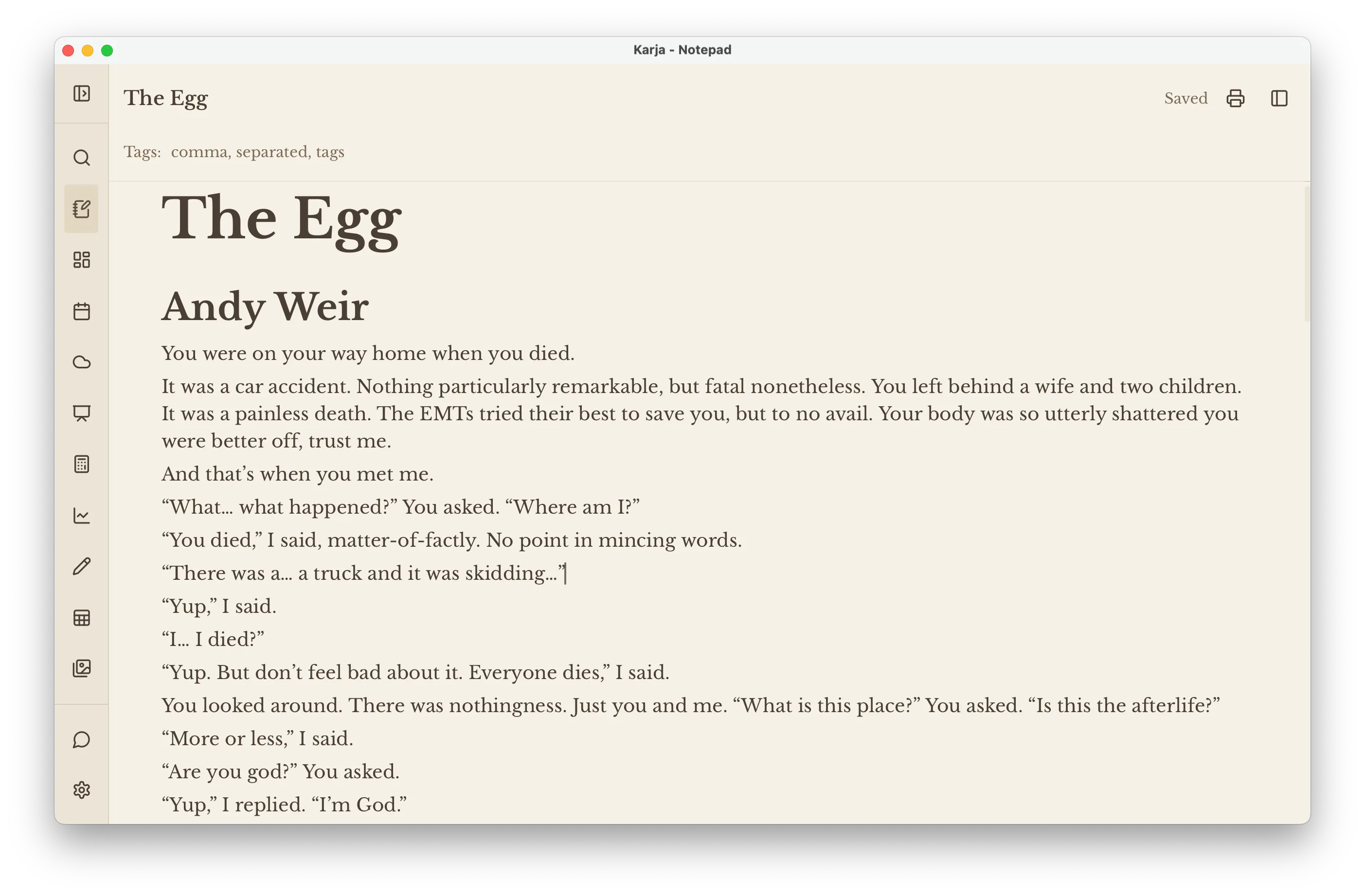 Notepad — light theme
