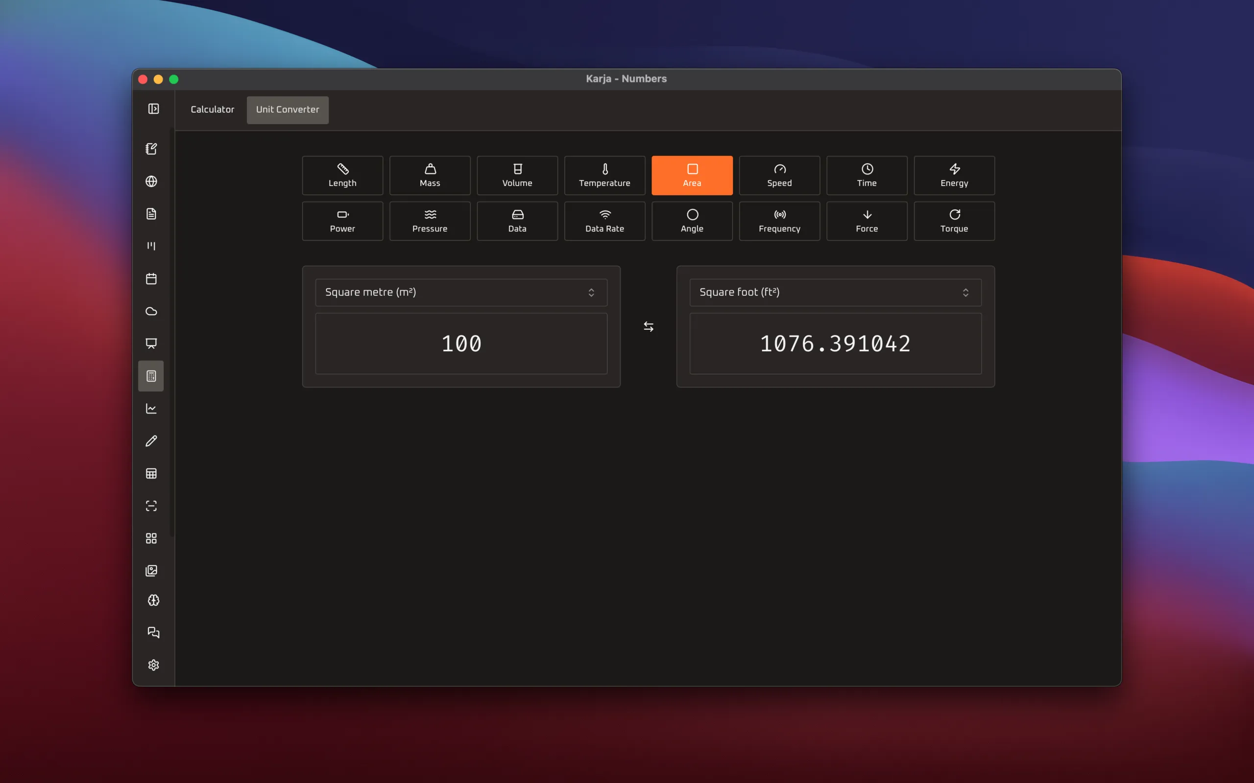Numbers - dark theme