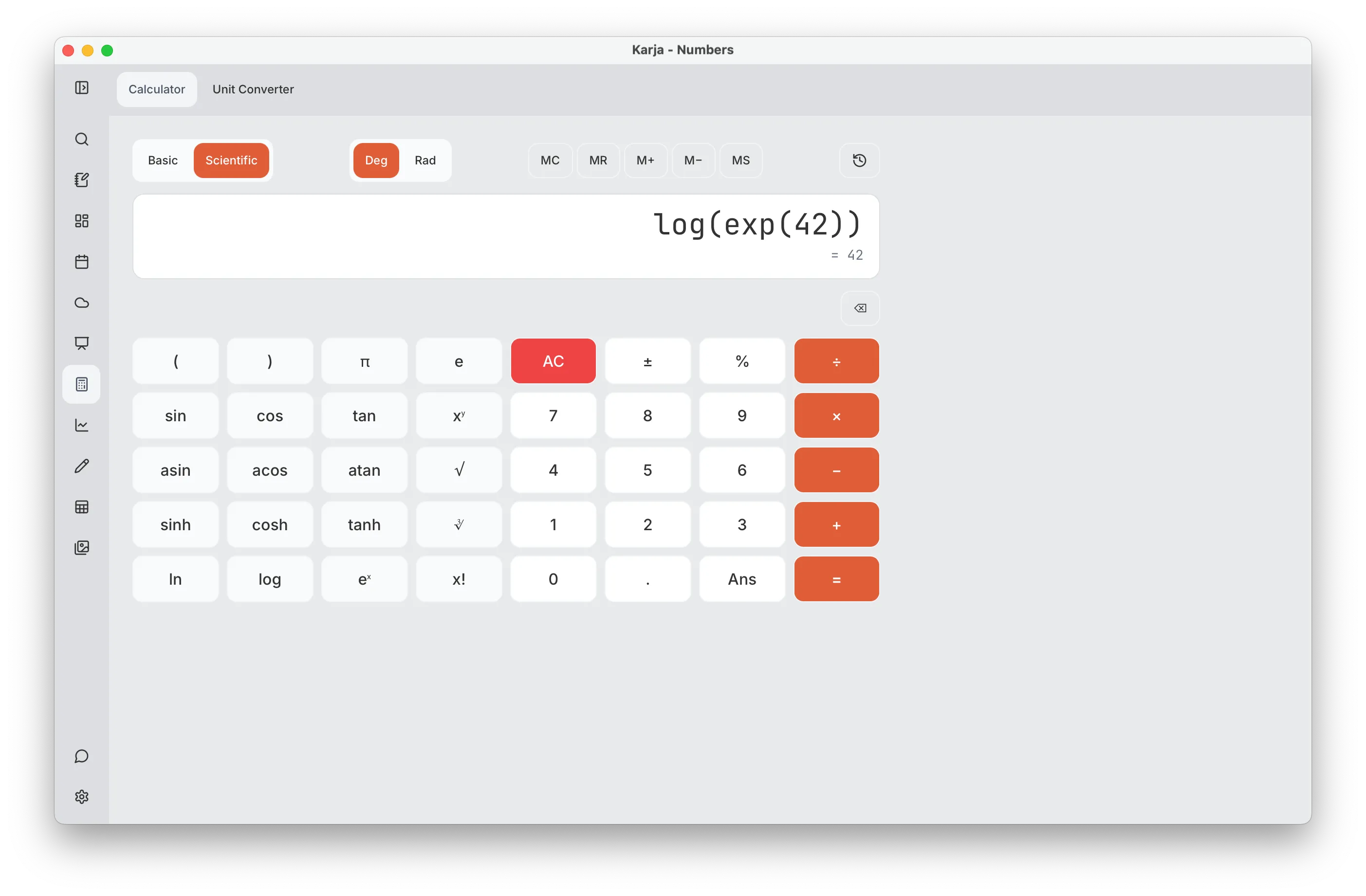 Numbers — light theme