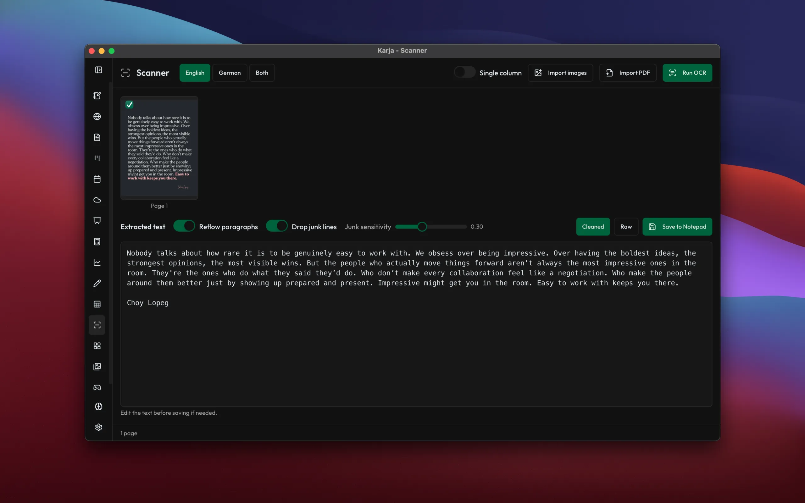 Scanner - dark theme