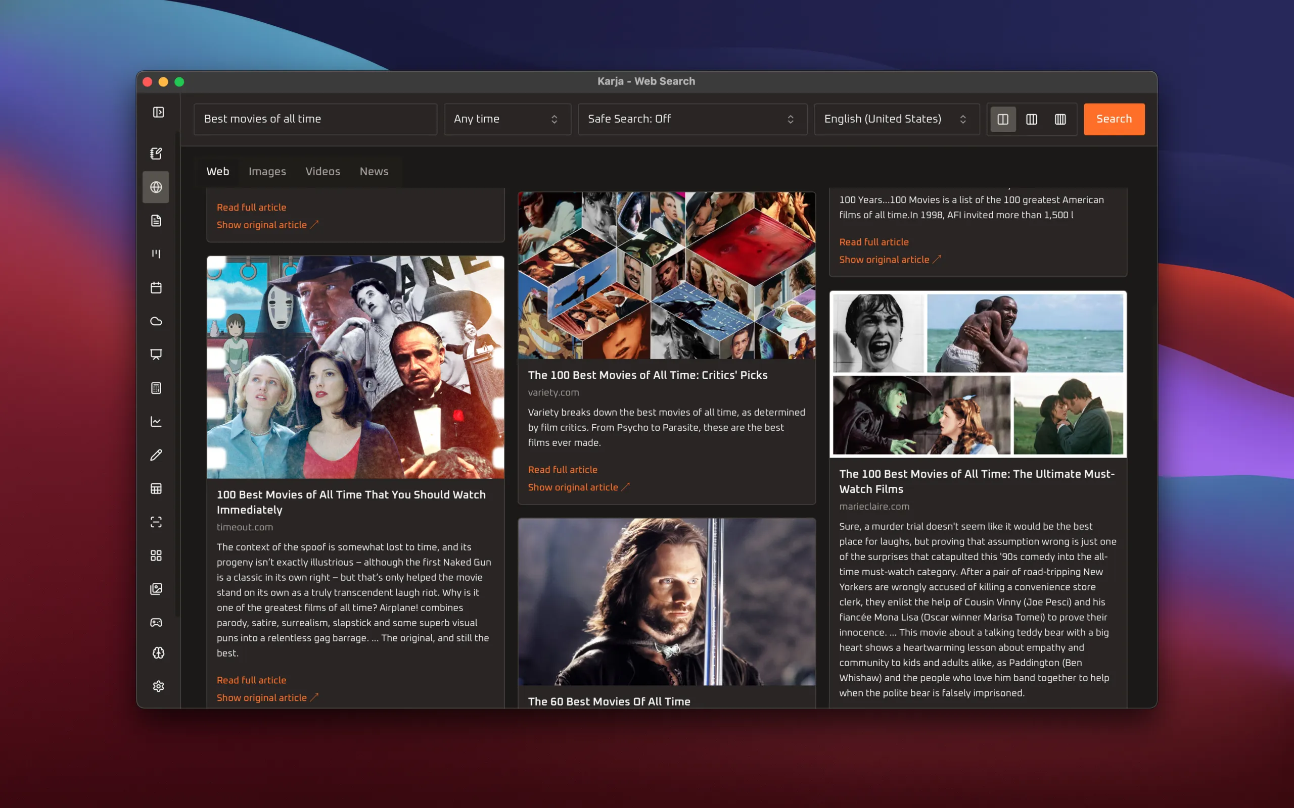 Web Search - dark theme